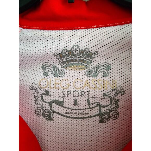 JACKET-OLEG CASSINI-Red-White Mesh Lining-Zippers-Designer-Size Small - Picture 3 of 14